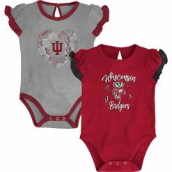 Outerstuff Girls Newborn & Infant Crimson/Heather Gray Indiana Hoosiers Too Much Love Two-Piece Bodysuit Set