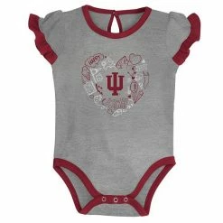 Outerstuff Girls Newborn & Infant Crimson/Heather Gray Indiana Hoosiers Too Much Love Two-Piece Bodysuit Set -Outerstuff shop unnamed file 7150