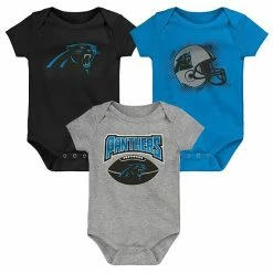 Outerstuff Infant Black/Blue/Heathered Gray Carolina Panthers 3-Pack Game On Bodysuit Set