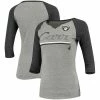 Outerstuff Women's Juniors Derek Carr Heathered Gray/Black Las Vegas Raiders Over The Line Player Name & Number Tri-Blend 3/4-Sleeve V-Notch T-Shirt