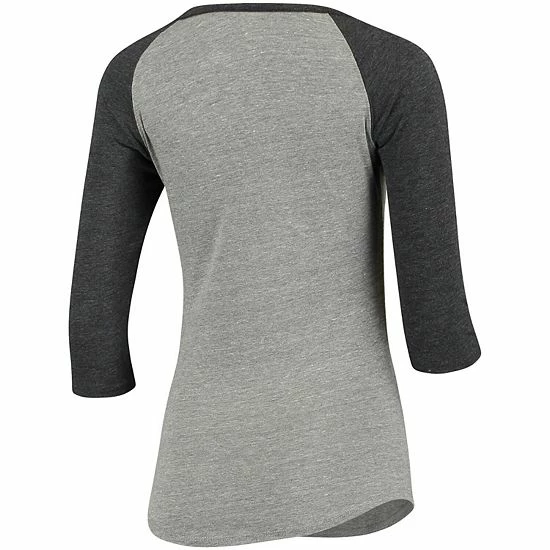 Outerstuff Women's Juniors Derek Carr Heathered Gray/Black Las Vegas Raiders Over The Line Player Name & Number Tri-Blend 3/4-Sleeve V-Notch T-Shirt 6 Outerstuff Women's Juniors Derek Carr Heathered Gray/Black Las Vegas Raiders Over The Line Player Name & Number Tri-Blend 3/4-Sleeve V-Notch T-Shirt - Image 4