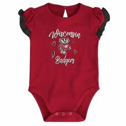 Outerstuff Girls Newborn & Infant Red/Black Wisconsin Badgers Too Much Love Two-Piece Bodysuit Set -Outerstuff shop unnamed file 7188