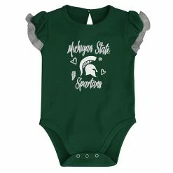 Outerstuff Girls Newborn & Infant Green/Heather Gray Michigan State Spartans Too Much Love Two-Piece Bodysuit Set -Outerstuff shop unnamed file 7272