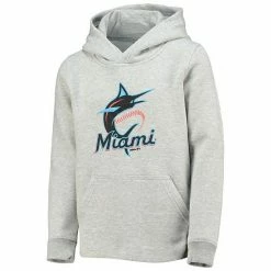 Outerstuff Youth Heathered Gray Miami Marlins Primary Team Logo Pullover Hoodie -Outerstuff shop unnamed file 7308