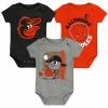 Outerstuff Newborn & Infant Black/Orange/Heathered Gray Baltimore Orioles Change Up Three-Pack Bodysuit Set