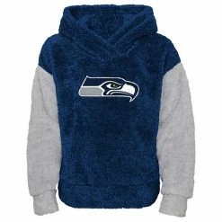 Outerstuff Girls Youth College Navy/Gray Seattle Seahawks Game Time Teddy Fleece Pullover Hoodie