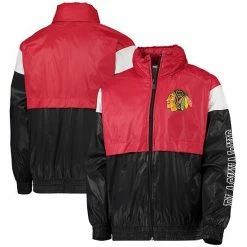 Outerstuff Youth Red/Black Chicago Blackhawks Goal Line Full-Zip Hoodie Windbreaker Jacket