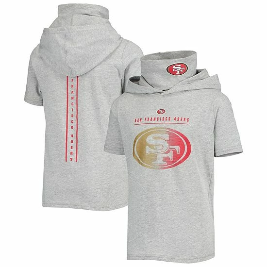 Outerstuff Youth Heathered Gray San Francisco 49ers On Guard Hoodie T-Shirt 4 Outerstuff Youth Heathered Gray San Francisco 49ers On Guard Hoodie T-Shirt - Image 2