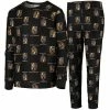 Outerstuff Youth Black Vegas Golden Knights Allover Print Long Sleeve T-Shirt And Pants Sleep Set