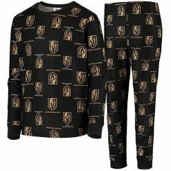 Outerstuff Youth Black Vegas Golden Knights Allover Print Long Sleeve T-Shirt And Pants Sleep Set -Outerstuff shop unnamed file 7379