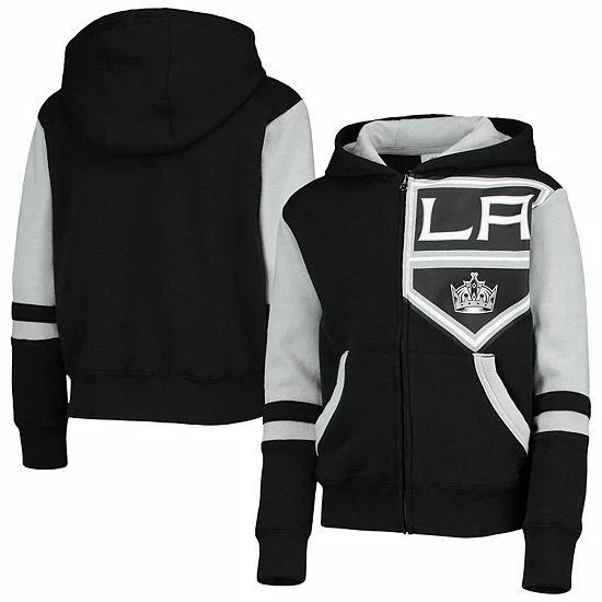 Outerstuff Youth Black Los Angeles Kings Faceoff Color-Blocked Full-Zip Hoodie 4 Outerstuff Youth Black Los Angeles Kings Faceoff Color-Blocked Full-Zip Hoodie - Image 2