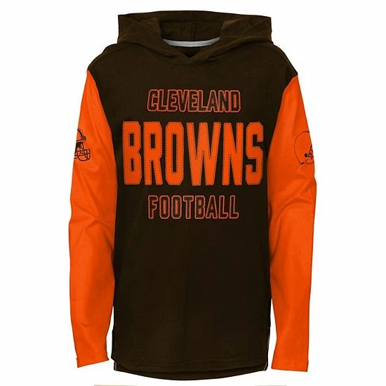Outerstuff Youth Brown Cleveland Browns Heritage Long Sleeve Hoodie T-Shirt 3 Outerstuff Youth Brown Cleveland Browns Heritage Long Sleeve Hoodie T-Shirt