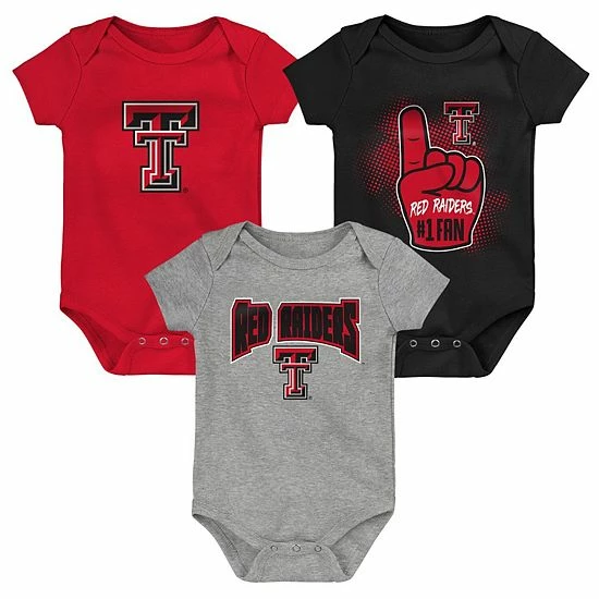 Outerstuff Infant Red/Black/Heathered Gray Texas Tech Red Raiders 3-Pack Game On Bodysuit Set 4 Outerstuff Infant Red/Black/Heathered Gray Texas Tech Red Raiders 3-Pack Game On Bodysuit Set - Image 2