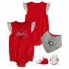 Outerstuff Girls Newborn & Infant Red Cincinnati Reds Three-Piece Bodysuit Bib & Bootie Set -Outerstuff shop unnamed file 7555
