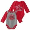 Outerstuff Newborn & Infant Heathered Gray/Scarlet Ohio State Buckeyes Little Player Long Sleeve 2-Pack Bodysuit Set