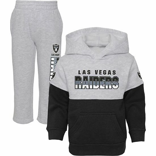 Outerstuff Toddler Heather Gray/Black Las Vegas Raiders Playmaker Hoodie And Pants Set 3 Outerstuff Toddler Heather Gray/Black Las Vegas Raiders Playmaker Hoodie And Pants Set