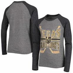Outerstuff Youth Heathered Gray/Heathered Black Vegas Golden Knights Square Up Tri-Blend Raglan Long Sleeve T-Shirt -Outerstuff shop unnamed file 7660