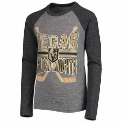 Outerstuff Youth Heathered Gray/Heathered Black Vegas Golden Knights Square Up Tri-Blend Raglan Long Sleeve T-Shirt -Outerstuff shop unnamed file 7661