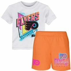 Outerstuff Toddler White/Orange Philadelphia Flyers Wave Breaker T-Shirt & Shorts Set