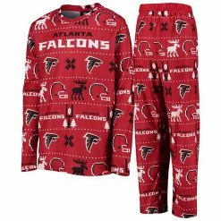 Outerstuff Youth Red Atlanta Falcons Logo Allover Print Long Sleeve T-Shirt & Pants Holiday Pajamas Sleep Set -Outerstuff shop unnamed file 7680