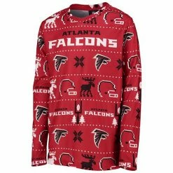Outerstuff Youth Red Atlanta Falcons Logo Allover Print Long Sleeve T-Shirt & Pants Holiday Pajamas Sleep Set -Outerstuff shop unnamed file 7681