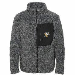 Outerstuff Girls Youth Black Pittsburgh Penguins Fan Gear Sherpa Full-Zip Jacket