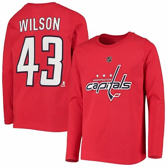 Outerstuff Youth Tom Wilson Red Washington Capitals Authentic Stack Long Sleeve Name & Number T-Shirt 4 Outerstuff Youth Tom Wilson Red Washington Capitals Authentic Stack Long Sleeve Name & Number T-Shirt - Image 2