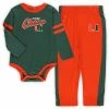 Outerstuff Infant Green/Orange Miami Hurricanes Little Kicker Long Sleeve Bodysuit And Sweatpants Set -Outerstuff shop unnamed file 7703