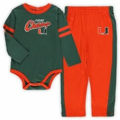 Outerstuff Infant Green/Orange Miami Hurricanes Little Kicker Long Sleeve Bodysuit And Sweatpants Set