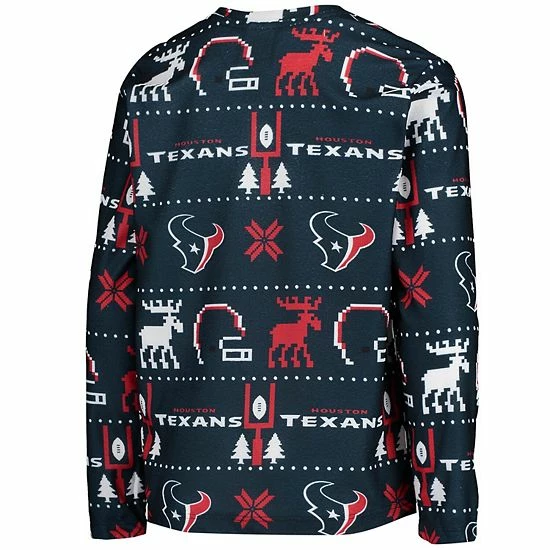 Outerstuff Youth Navy Houston Texans Logo Allover Print Long Sleeve T-Shirt & Pants Holiday Pajamas Sleep Set 6 Outerstuff Youth Navy Houston Texans Logo Allover Print Long Sleeve T-Shirt & Pants Holiday Pajamas Sleep Set - Image 4