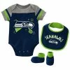 Outerstuff Newborn & Infant College Navy Seattle Seahawks Tackle Bodysuit Bib & Booties Set
