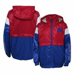 Outerstuff Youth Red/Royal New York Giants Goal Line Stance Full-Zip Hoodie Windbreaker Jacket