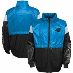 Outerstuff Youth Blue/Black Carolina Panthers Goal Line Stance Full-Zip Hoodie Windbreaker