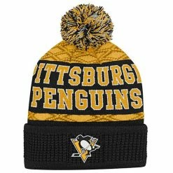 Outerstuff Youth Black Pittsburgh Penguins Puck Pattern Cuffed Knit Hat With Pom -Outerstuff shop unnamed file 778