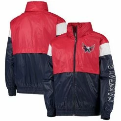Outerstuff Youth Red/Navy Washington Capitals Goal Line Full-Zip Hoodie Windbreaker Jacket