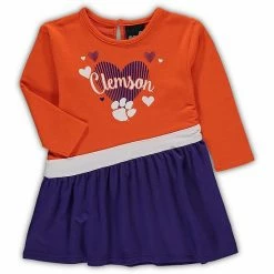 Outerstuff Girls Infant Orange Clemson Tigers Heart French Terry Dress