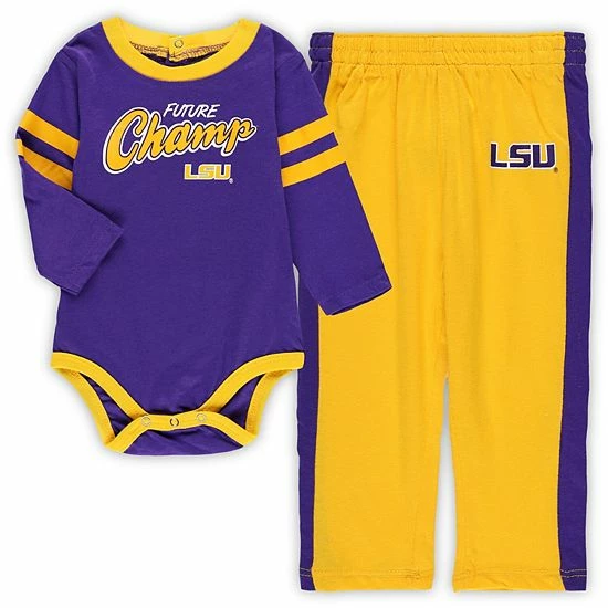 Outerstuff Newborn & Infant Purple/Gold LSU Tigers Little Kicker Long Sleeve Bodysuit & Sweatpants Set 3 Outerstuff Newborn & Infant Purple/Gold LSU Tigers Little Kicker Long Sleeve Bodysuit & Sweatpants Set