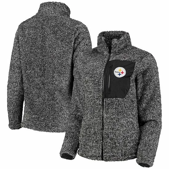 Outerstuff Juniors Black Pittsburgh Steelers Intercepting Teddy Full-Zip Jacket 4 Outerstuff Juniors Black Pittsburgh Steelers Intercepting Teddy Full-Zip Jacket - Image 2