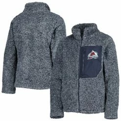 Outerstuff Girls Youth Navy Colorado Avalanche Fan Gear Sherpa Full-Zip Jacket