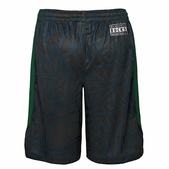 Outerstuff Youth Black Milwaukee Bucks Scribble Dribble Baller Shorts 6 Outerstuff Youth Black Milwaukee Bucks Scribble Dribble Baller Shorts - Image 4