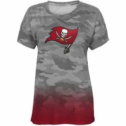 Outerstuff Juniors Gray/Red Tampa Bay Buccaneers Beth Camo Dip-Dye T-Shirt