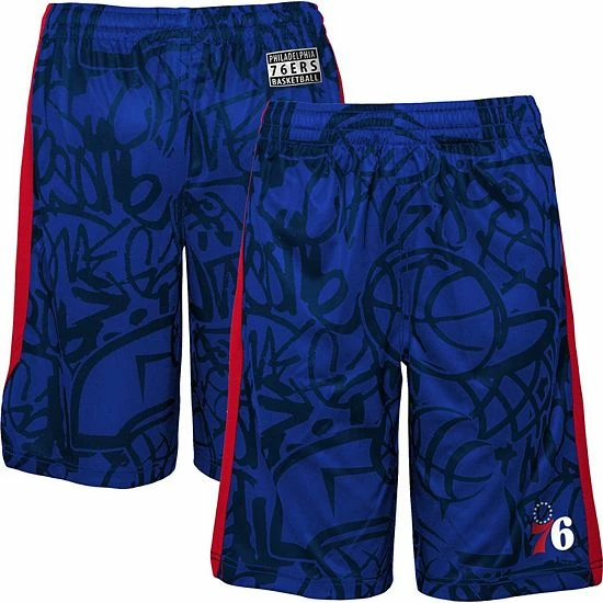 Outerstuff Youth Royal Philadelphia 76ers Scribble Dribble Baller Shorts 3 Outerstuff Youth Royal Philadelphia 76ers Scribble Dribble Baller Shorts