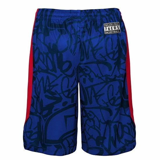 Outerstuff Youth Royal Philadelphia 76ers Scribble Dribble Baller Shorts 6 Outerstuff Youth Royal Philadelphia 76ers Scribble Dribble Baller Shorts - Image 4