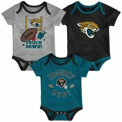 Outerstuff Infant Black/Teal/Heathered Gray Jacksonville Jaguars Champ 3-Pack Bodysuit Set
