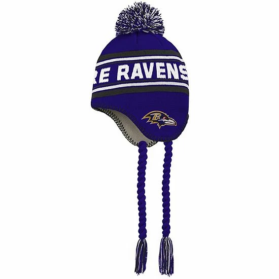 Outerstuff Youth Purple/Black Baltimore Ravens Jacquard Tassel Knit Hat With Pom 3 Outerstuff Youth Purple/Black Baltimore Ravens Jacquard Tassel Knit Hat With Pom