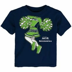 Outerstuff Girls Toddler Navy Seattle Seahawks Pom Pom Cheer II T-Shirt