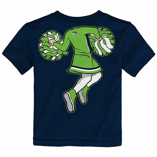 Outerstuff Girls Toddler Navy Seattle Seahawks Pom Pom Cheer II T-Shirt 5 Outerstuff Girls Toddler Navy Seattle Seahawks Pom Pom Cheer II T-Shirt - Image 3