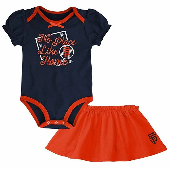 Outerstuff Girls Infant Navy/Orange San Francisco Giants Outfielder Bodysuit & Skirt Set 3 Outerstuff Girls Infant Navy/Orange San Francisco Giants Outfielder Bodysuit & Skirt Set