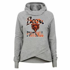 Outerstuff Girls Youth Heathered Gray Chicago Bears Dye Hard Fan Funnel Neck Pullover Hoodie
