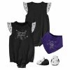Outerstuff Girls Newborn & Infant Black Colorado Rockies Three-Piece Bodysuit Bib & Bootie Set